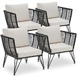 TECTAKE - Lot de fauteuils de jardin en résine tressée SUNDO gris anthracite - vignette