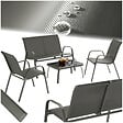 TECTAKE - Salon de jardin NORA pour 4 personnes avec table gris anthracite - vignette