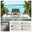 TECTAKE - Salon de jardin NORA pour 4 personnes avec table gris anthracite - vignette