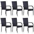 VIDAXL - vidaXL Chaises empilables d'extérieur lot de 6 Résine tressée Noir - vignette