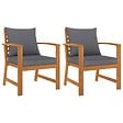 VIDAXL - vidaXL Chaises de jardin lot de 2 avec coussin gris foncé Bois acacia - vignette