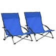 VIDAXL - vidaXL Chaises de plage pliables lot de 2 Bleu Tissu - vignette
