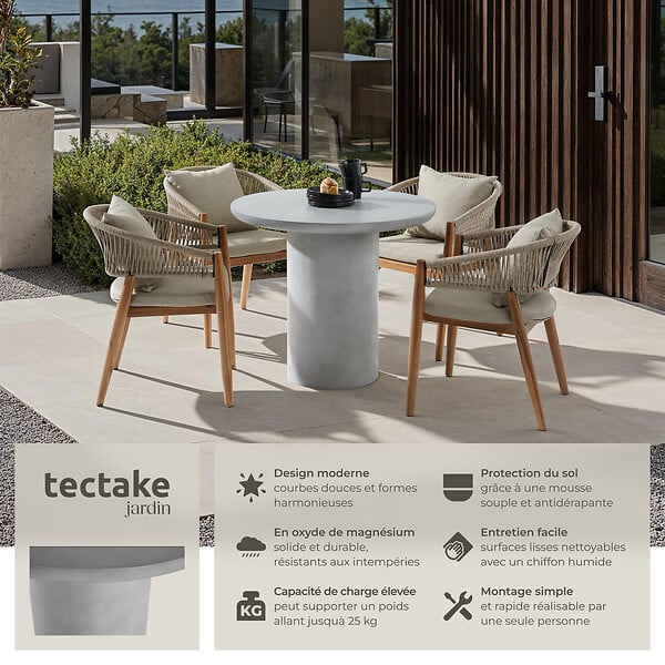 TECTAKE - Table de jardin ronde résistante aux intempéries 86,5x75,5cm - large