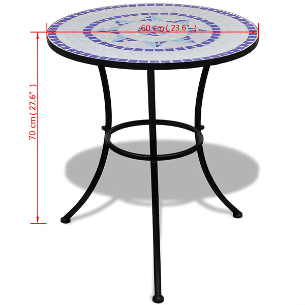 VIDAXL - vidaXL Table de bistro Bleu et blanc 60 cm Mosaïque - large