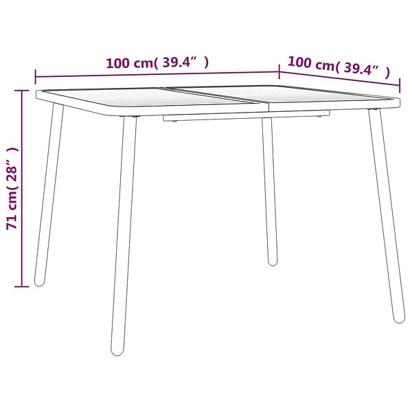 VIDAXL - vidaXL Table de jardin anthracite 100x100x71 cm acier - large
