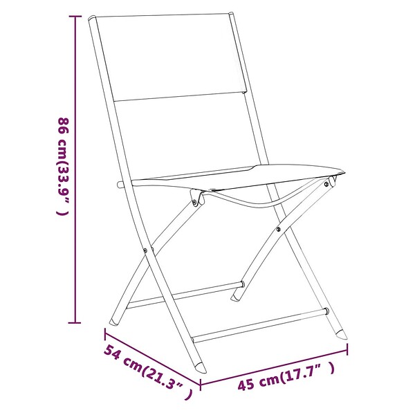 VIDAXL - vidaXL Chaises d'extérieur pliables lot de 2 Noir Acier et textilène - large