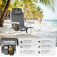 TECTAKE - Chaise de plage aluminium pliable gris avec dossier réglable et transport sac à dos - vignette