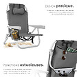 TECTAKE - Chaise de plage aluminium pliable gris avec dossier réglable et transport sac à dos - vignette