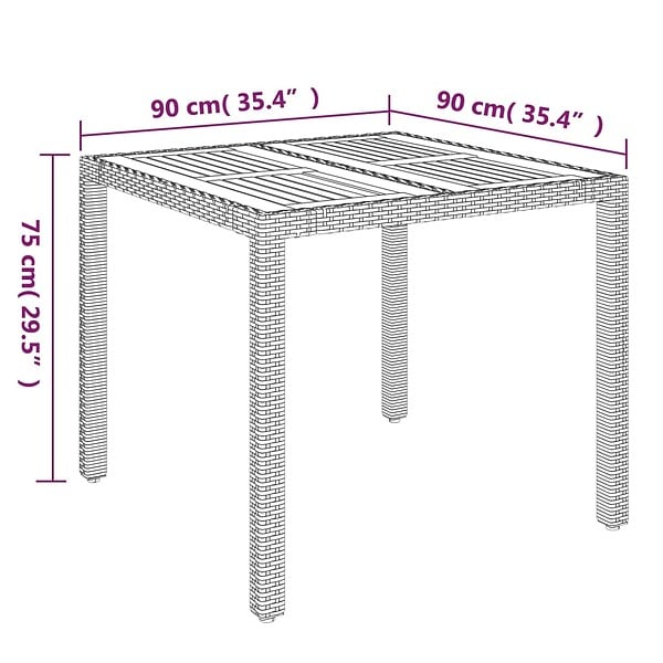 VIDAXL - vidaXL Table de jardin dessus en bois Gris 90x90x75 cm Résine tressée - large