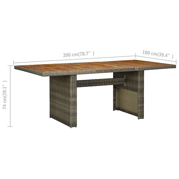 VIDAXL - vidaXL Table de jardin Marron Résine tressée et bois d'acacia massif - large