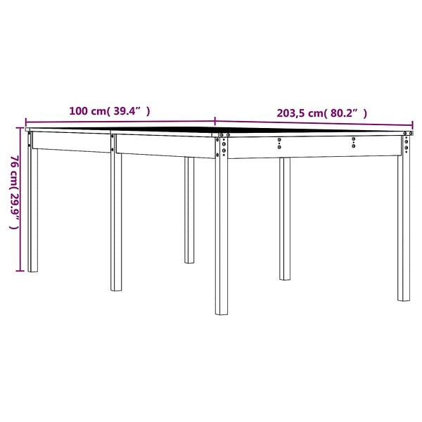 VIDAXL - vidaXL Table de jardin blanc 203,5x100x76 cm bois massif de pin - large
