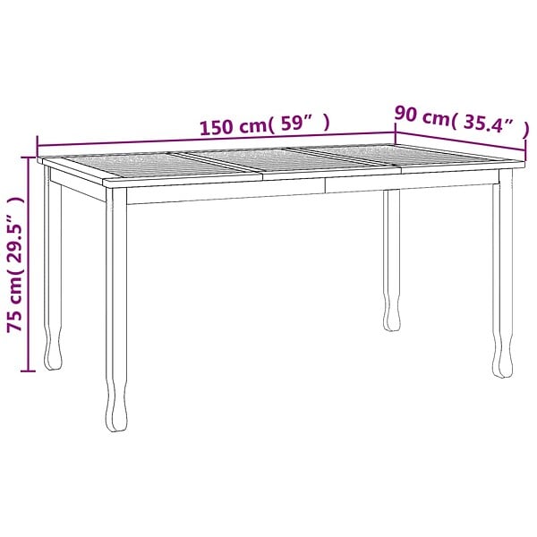VIDAXL - vidaXL Table à dîner de jardin 150x90x75 cm bois massif de teck - large