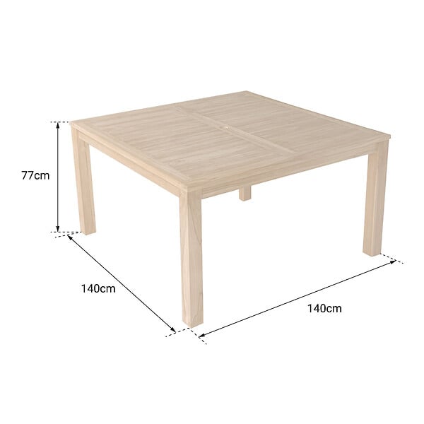 HAPPY GARDEN - Table carrée 140cm en teck JAVA - large