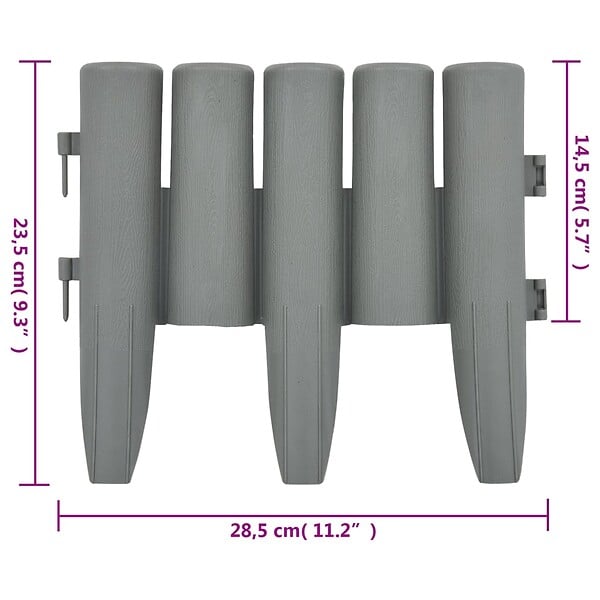 VIDAXL - vidaXL Bordures de pelouse 36 pcs Gris 10 m PP - large