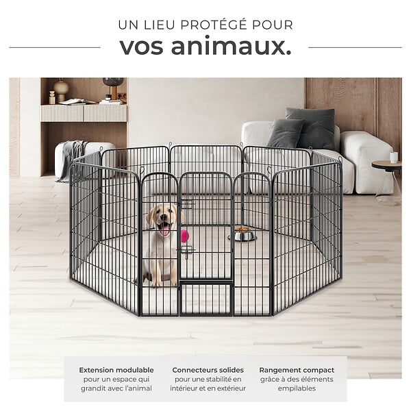 TECTAKE - Enclos pour chien modulable gris - large