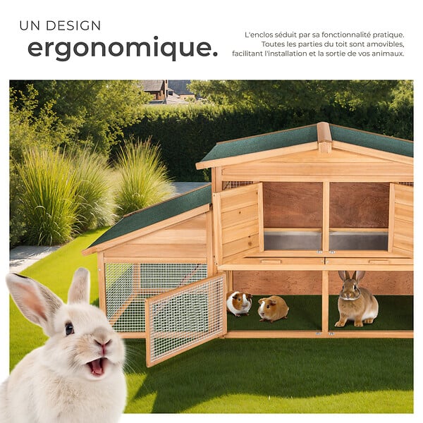 TECTAKE - Cage XXL pour petits animaux à deux niveaux avec zone de repos 226x77x95,5cm marron - large
