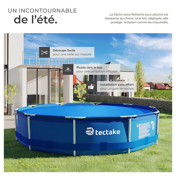 TECTAKE - Bâche solaire ronde pour piscine bleu - large