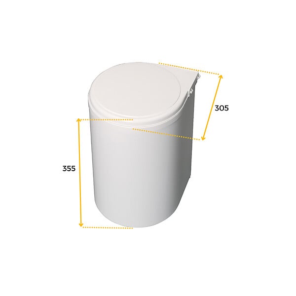 EMUCA - Bac de recyclage à fixer sur porte de meuble, 1 bac amovible 13 litres, Plastique, Blanc - large