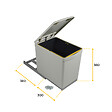 EMUCA - Bac de tri sélectif pour fixation inférieure et extraction manuelle dans module de cuisine 1 x 16 litres et couvercle automatique, Plastique, Gris - vignette