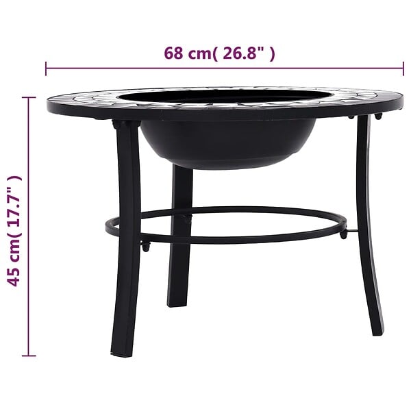 VIDAXL - vidaXL Foyer mosaïque Noir et blanc 68 cm Céramique - large