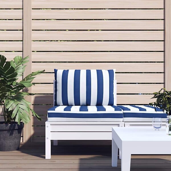 VIDAXL - vidaXL Coussins de palette lot de 2 rayures bleues/blanches - large