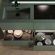 EMUCA - Tiroir extérieur Vertex avec réglages 3D hauteur 178mm, 40kg, profondeur 350mm, Acier, Gris antracite - vignette