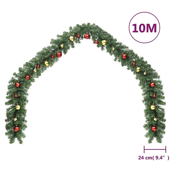 VIDAXL - vidaXL Guirlande de Noël décorée avec boules 10 m - large