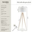 TECTAKE - Lampadaire Lunaris, abat-jour en tissu, trépied marron chêne - vignette