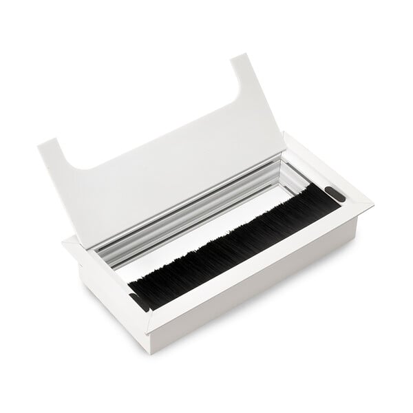 EMUCA - Passe-câbles de table Quadrum, rectangulaire, 159x80mm, à encastrer, Aluminium, Peint en blanc - large