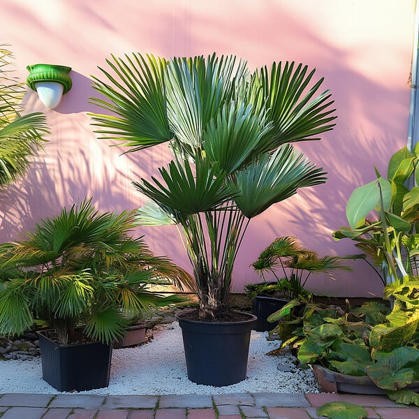 PLANT IN A BOX - Palmier nain - Chamaerops 'Vulcano' - Hauteur 45-55cm - ⌀24cm - large