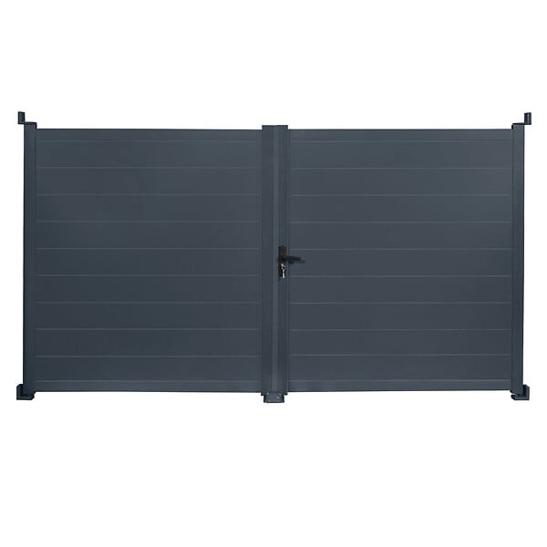ID MARKET - Portail battant 302x160 cm en aluminium gris anthracite - large