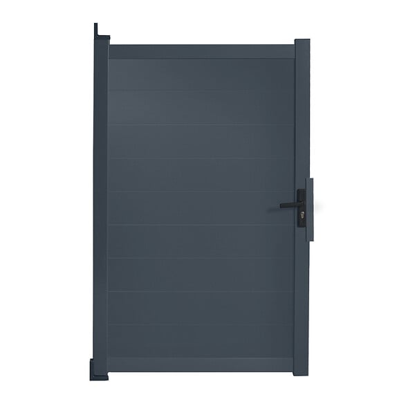 ID MARKET - Portillon 100x160 cm en aluminium gris anthracite - large