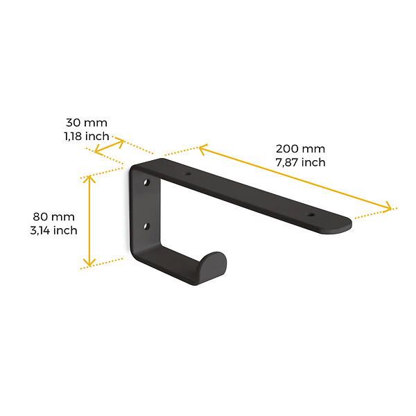 EMUCA - Jeu de supports pour étagères en bois Shelf avec cintre intégré, Acier, Peint en noir - large