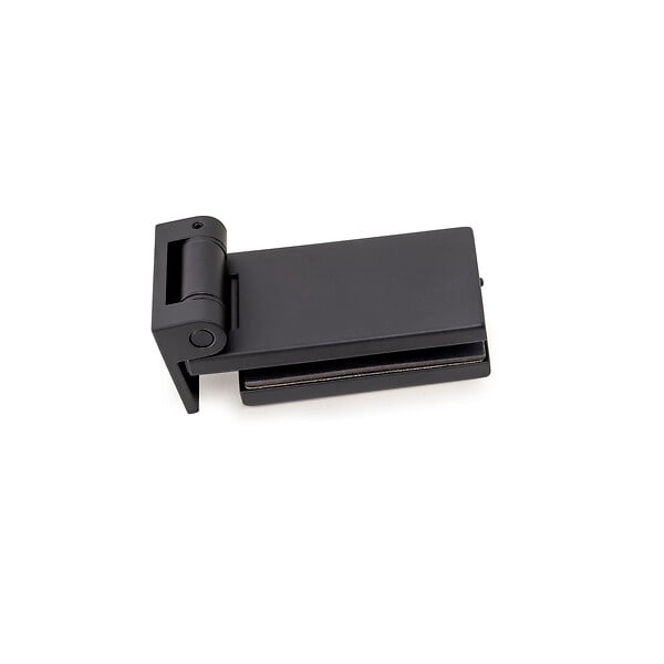 EMUCA - Charnière pour porte en verre avec garniture, charnière horizontale avec embout de 40mm, pour porte de 8-12mm, aluminium et acier, peinte en noir - large
