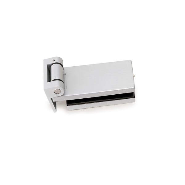 EMUCA - Charnière pour porte en verre avec garniture, charnière horizontale avec embout de 40mm, pour porte de 8-12mm, aluminium et acier, gris métallique - large