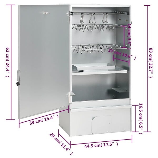 VIDAXL - vidaXL Fumoir à  four à  barbecue avec copeaux de bois 44,5x29x83 cm - large