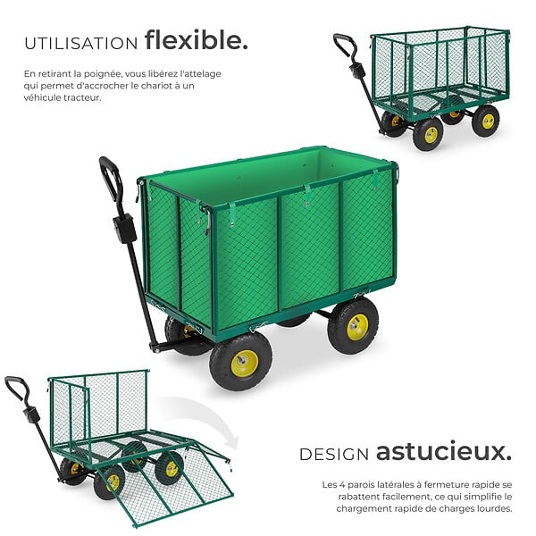 TECTAKE - Chariot de jardin 544 kg vert - large