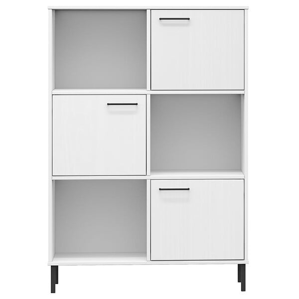 VIDAXL - vidaXL Bibliothèque avec pieds en métal Blanc 90x35x128,5 cm Bois OSLO - large