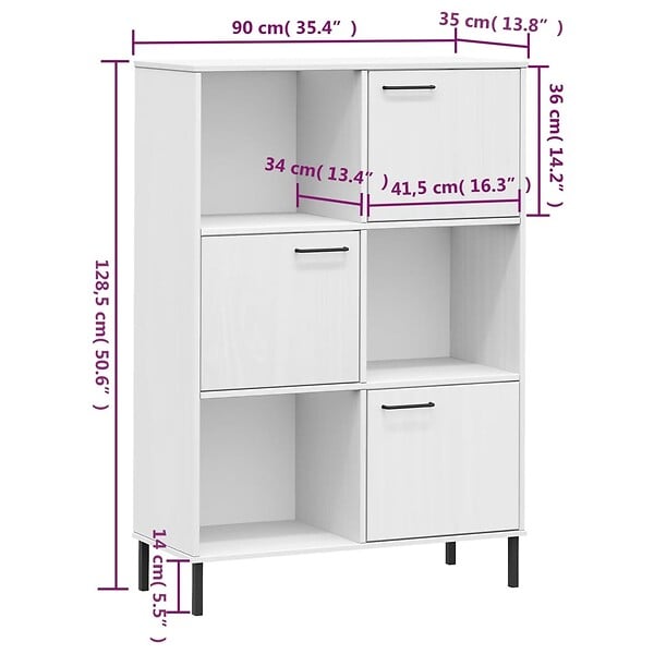 VIDAXL - vidaXL Bibliothèque avec pieds en métal Blanc 90x35x128,5 cm Bois OSLO - large
