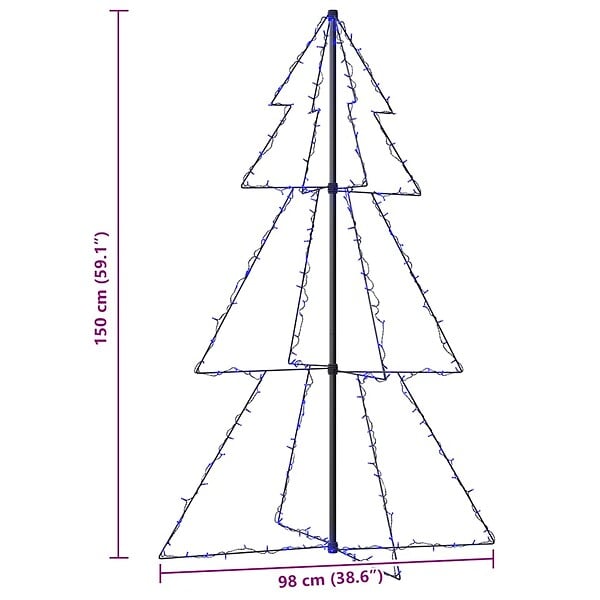 VIDAXL - vidaXL Arbre de Noël cône 200 LED d'intérieur/d'extérieur 98x150 cm - large