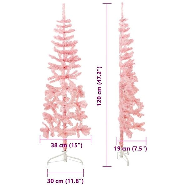 VIDAXL - vidaXL Demi sapin de Noël artificiel mince avec support Rose 120 cm - large