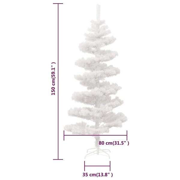 VIDAXL - vidaXL Arbre de Noël hélicoïdal pré-éclairé et support blanc 150cm PVC - large