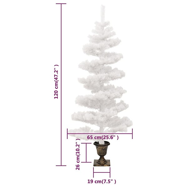 VIDAXL - vidaXL Arbre de Noël hélicoïdal pré-éclairé avec pot blanc 120 cm PVC - large