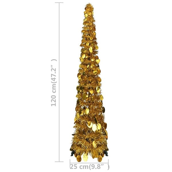 VIDAXL - vidaXL Sapin de Noël artificiel escamotable doré 120 cm PET - large
