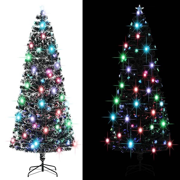 VIDAXL - vidaXL Arbre de Noël pré-éclairé avec support 240 cm fibre optique - large