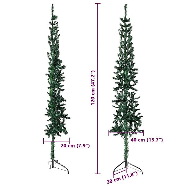 VIDAXL - vidaXL Demi sapin de Noël artificiel mince avec support Vert 120 cm - large
