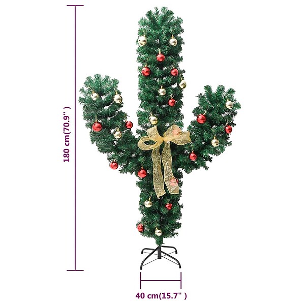 VIDAXL - vidaXL Cactus de Noël avec support et LED Vert 180 cm PVC - large
