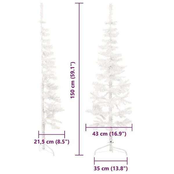 VIDAXL - vidaXL Demi sapin de Noël artificiel mince avec support Blanc 150 cm - large