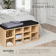 TECTAKE - Meuble à chaussures Banc de rangement avec coussin d'assise 103,5x48x30cm noir/marron chêne clair - vignette