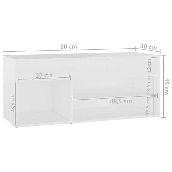 VIDAXL - vidaXL Banc à  chaussures Blanc 80x30x45 cm Bois d'ingénierie - large